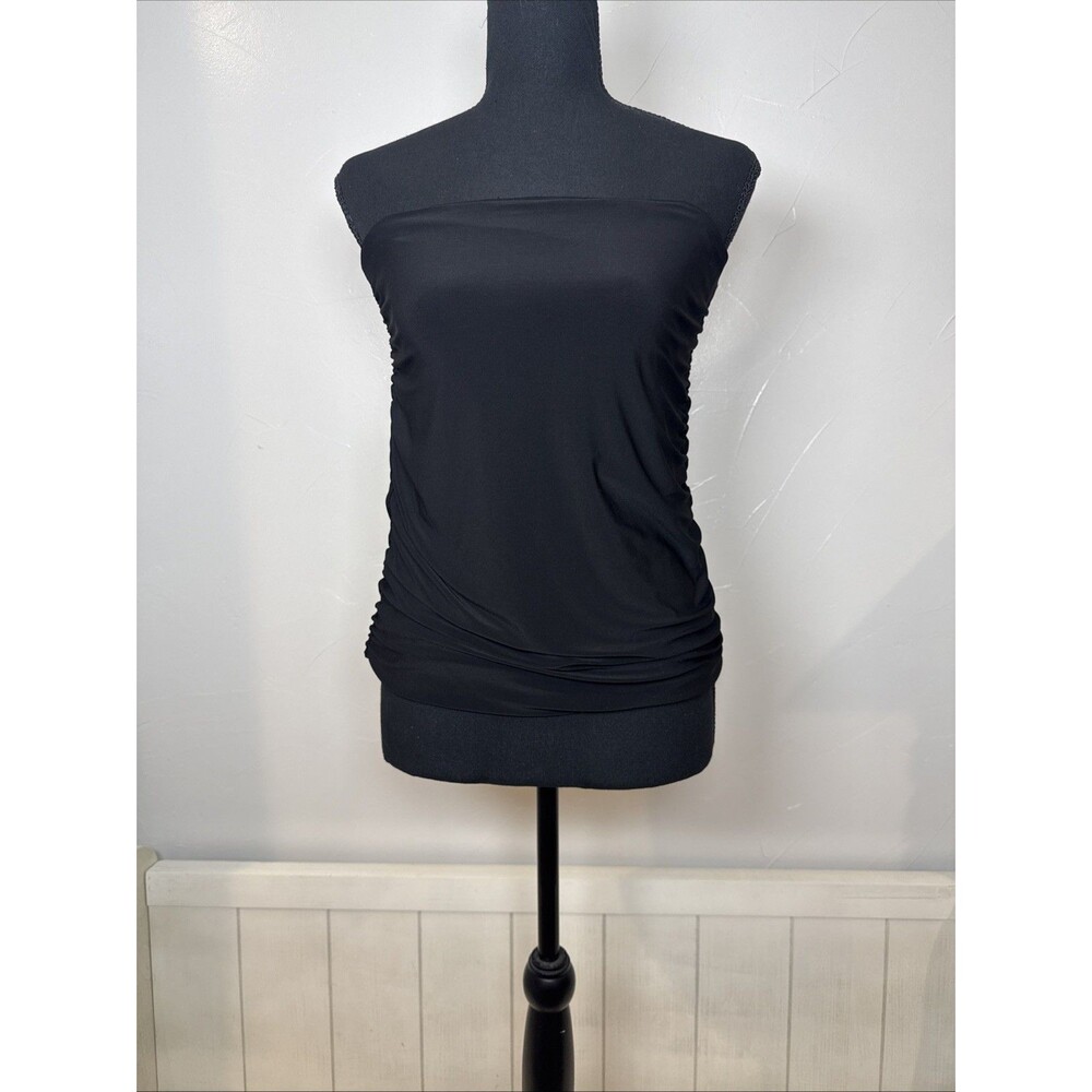Olivaceous Black Rouched Tube Top Size Medium Minimalist Neutral Classic Layer